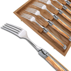 Set of 6 Laguiole forks with wood handle