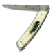 Thiers pocket knife plexiglas handle with feather jay bird - Image 1170