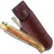 Laguiole folding knife with Olive Wood handle, 12 cm + Finest quality leather sheath with sharpener - Image 1190