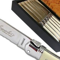 Laguiole steak knives ABS luxury white with micro-serrated-blade