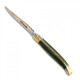 Couteau Laguiole manche en bois de stamina vert et mitres en laiton 12 cm - Image 1645