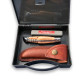 Suitcase with Laguiole knife juniper wood handle + leather sheath + sharpening stone - Image 1764