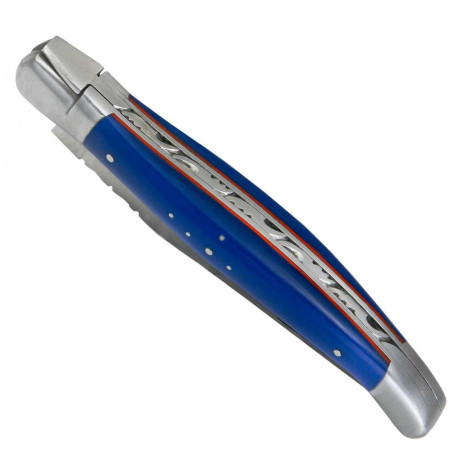 Laguiole design en G10 bleu et filet rouge - Image 1852