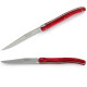 Coffret de 6 couteaux à steak Laguiole manche en plexiglas nacré rouge - Image 2090