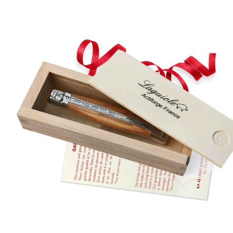 Olive Laguiole knife with wood pencil box - Image 2208