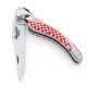Laguiole bird knife aluminium red and white tiles + black leather sheath + sharpener - Image 2444