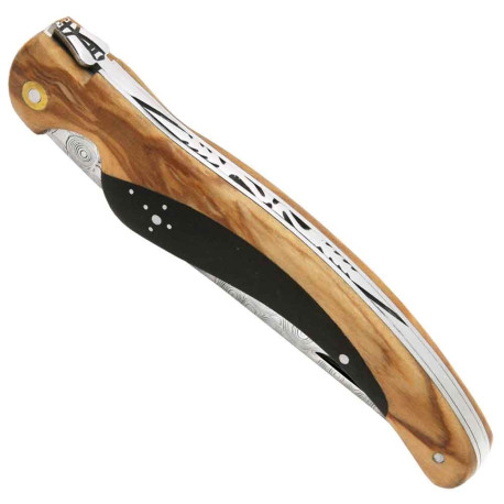 Laguiole bird knife ebony and olive wood handle with damascus blade - Image 2446