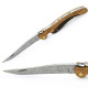 Laguiole bird knife ebony and olive wood handle with damascus blade opened - Image 2448