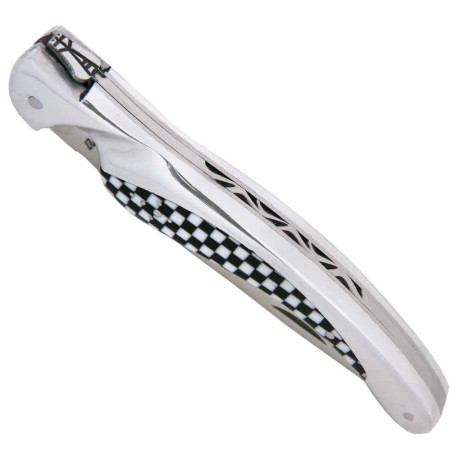 Laguiole bird knife aluminium with black and white tiles - Image 2459