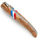 Laguiole olive wood handle with French flag, 12 cm + brown leather case - Image 2577