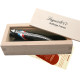 Laguiole handle in ebony wood with French flag 12cm + a wooden box + a suede case - Image 2582