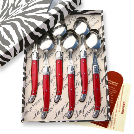 Box of 6 Laguiole ABS red soup spoons - Image 2612