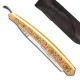 5/8 Straight razor with boxwood handle engraved with floral design - Image 348