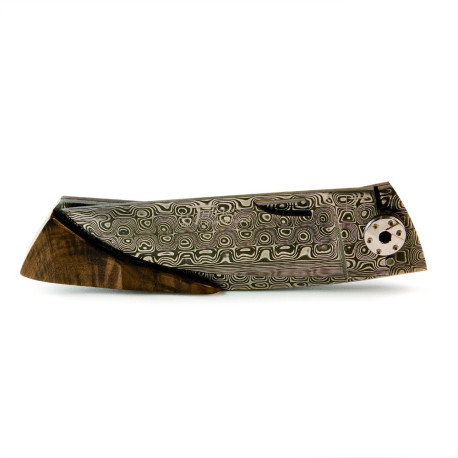 Liner lock thiers walnut handle, damascus blade - Image 529