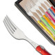 Set of 6 Laguiole forks assorted color plexiglas handles - Image 574