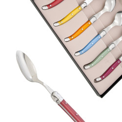 Set of 6 Laguiole tea spoons in assorted colors