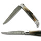 Couteau Laguiole avec manche en pointe de corne blonde et lame en acier damas, avec tire-bouchon - Image 917